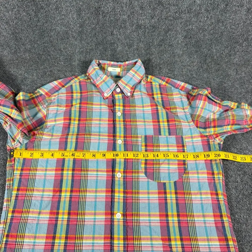 J Crew Indian Madras Shirt Mens M Slim Fit Plaid Button Down Mauritius G4188